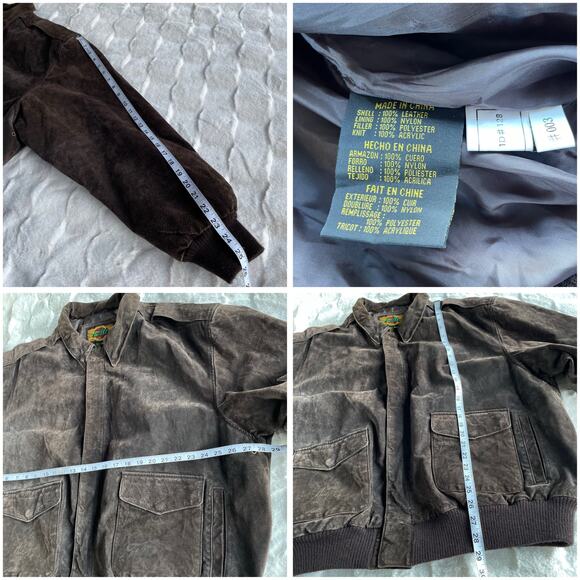 🔥VTG Global Identity G III Suede Bomber Jacket Rusty Brown Moto Utility XXL - Picture 15 of 15